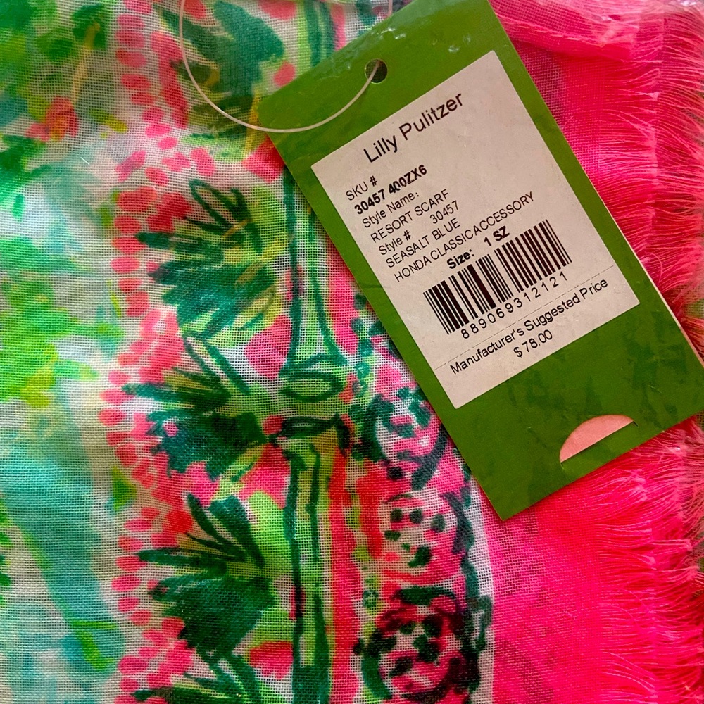 NWT Honda classic Lilly pulitzer resort scarf Seasalt Blue.